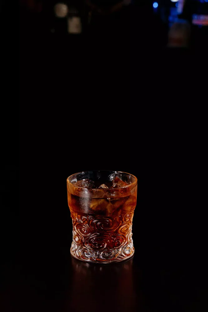 Black Russian served in glassware