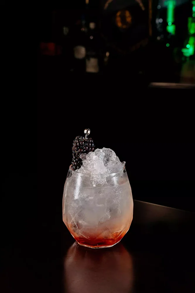 Bramble served in glassware