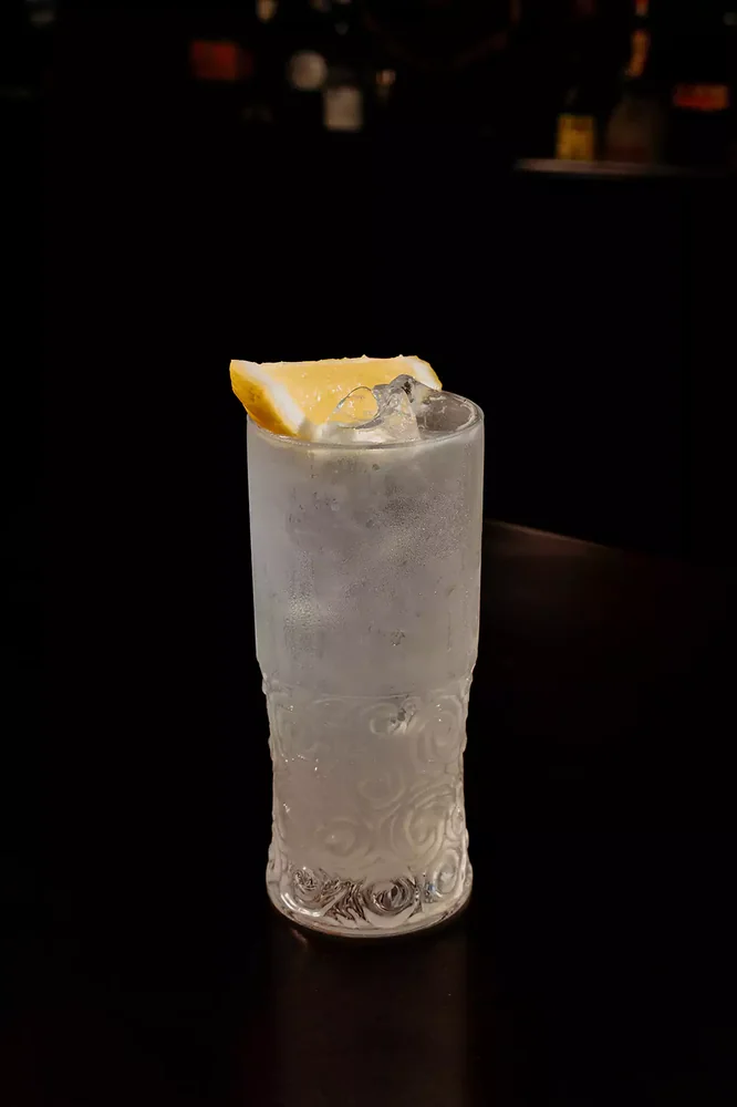 Gin Fizz served in glassware