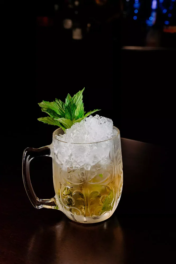 Mint Julep served in glassware